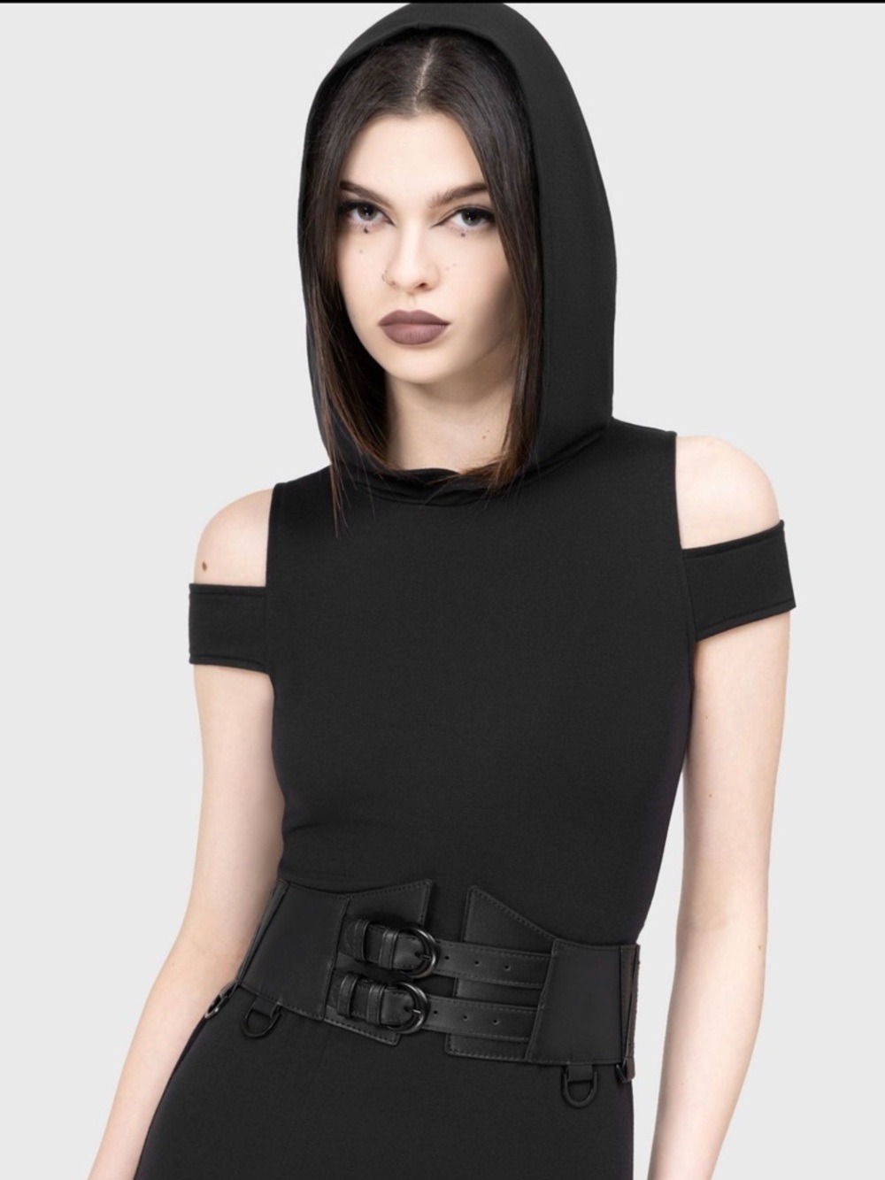 Killstar Grin & Sin Double Buckle Gothic Waist Belt Black M/L - Picture 4 of 7
